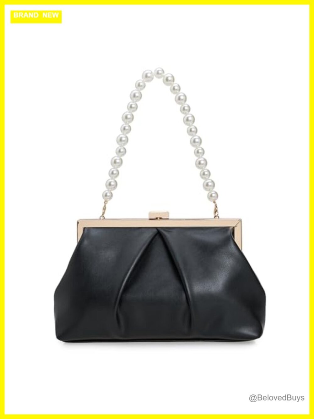 Faux Leather Clutch Purse Ruched PU Metal Frame Formal Evening Bag with